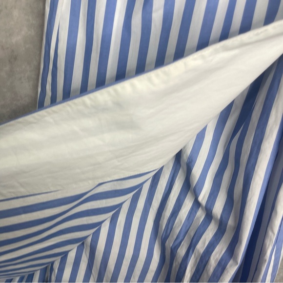 STAUD Cotton Poplin Stripe Faux Wrap Maxi Dress In Blue Women's Size 4 - Picture 7 of 9